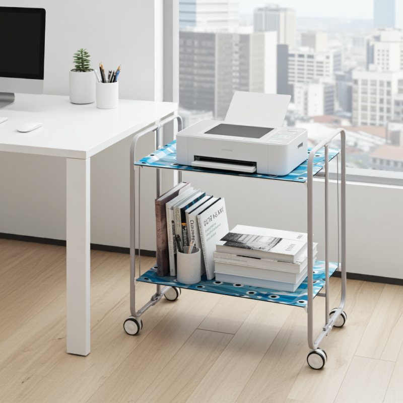 Desserte pliante 2 niveaux avec roulettes – structure gris aluminium, bauhaus Don Hierro - Mathon - 3