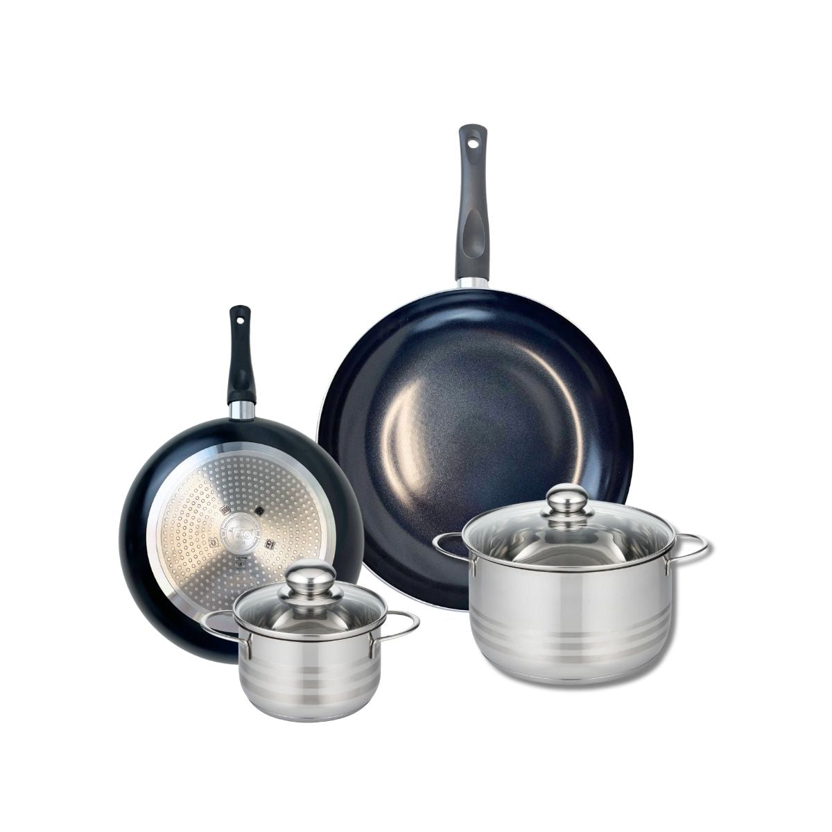 Ensemble de 2 Poêles de cuisson 24 et 32 cm et 2 faitouts 16 et 20 cm  Prima Brillant Elo - Mathon - 1