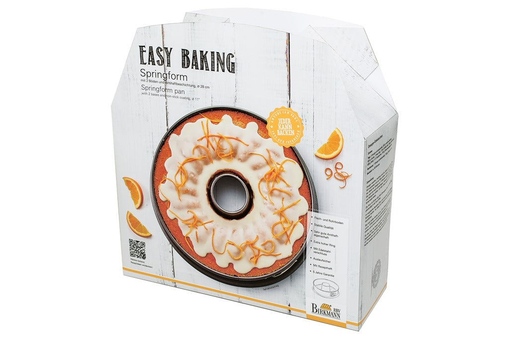 Moule à fond amovible, 2 fonds, en acier carbone, Easy Baking, D28xH9 cm Birkmann - Mathon - 4