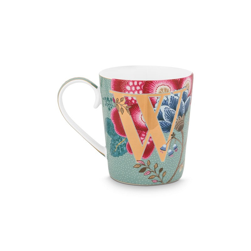 Mug Alphabet Floral Fantasy Bleu ciel - W - 350ml Pip Studio - Mathon