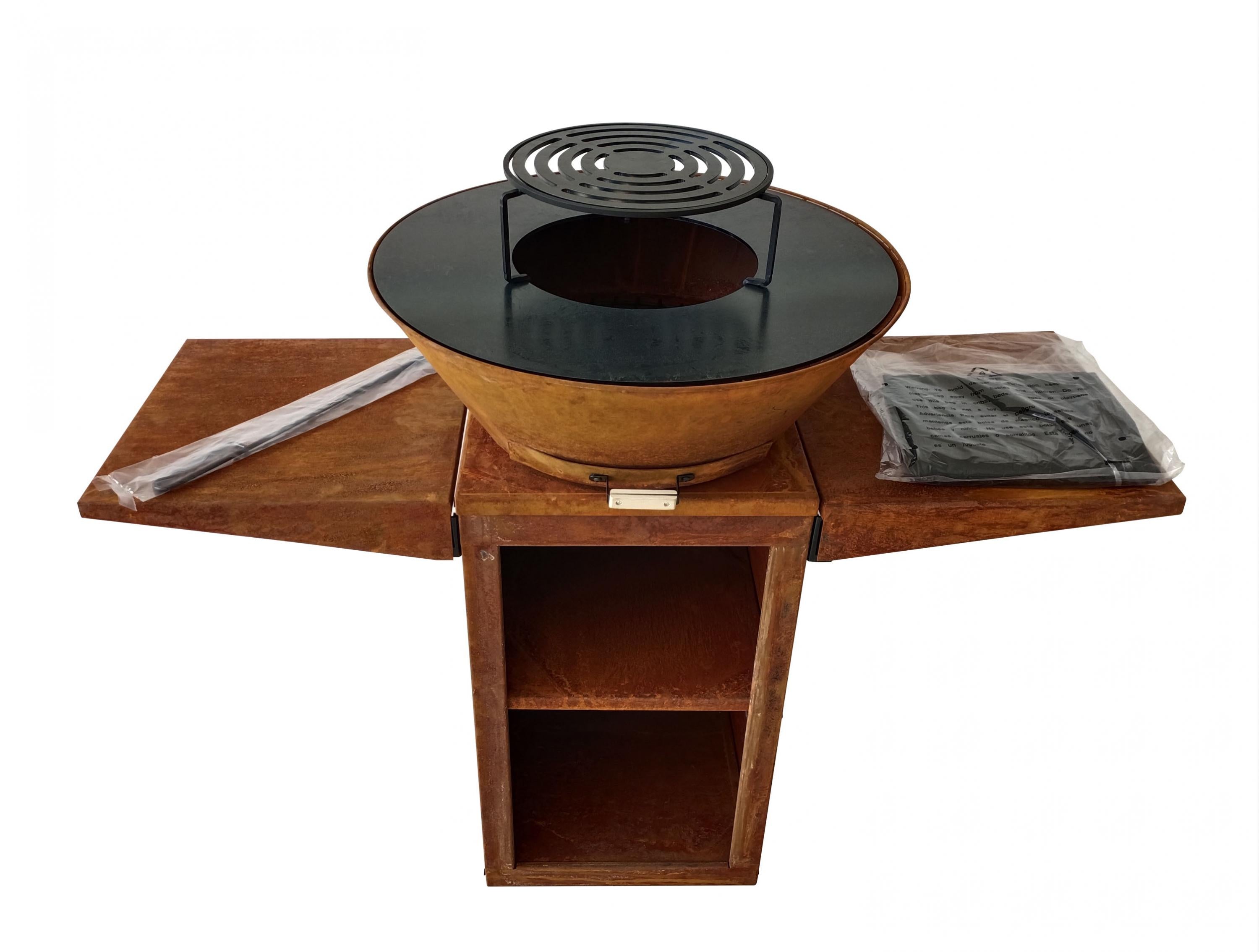 Barbecue avec plaque ronde, grill et support Purline - Mathon - 6