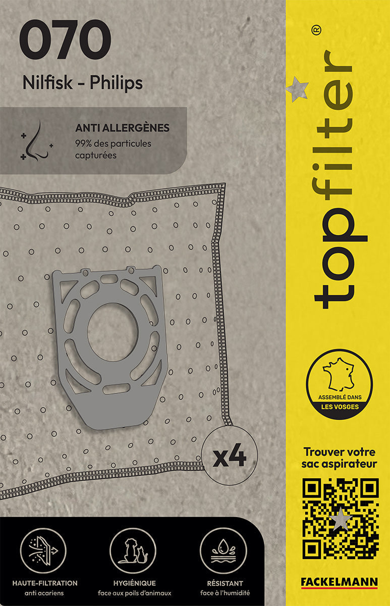 Lot de 4 sacs aspirateur Philips TopFilter Premium TopFilter - Mathon - 1