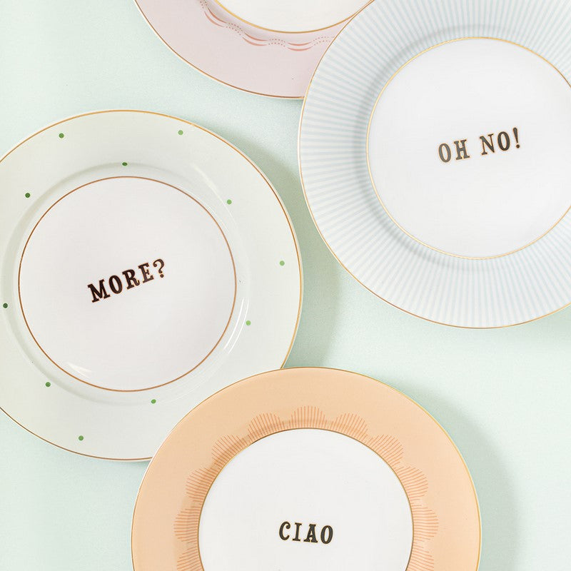 Coffret 4 assiettes plate 20cm - Slogan Yvonne Ellen - Mathon - 1