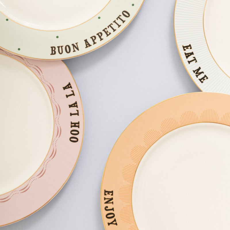 Coffret 4 assiettes plate 26,5cm - Slogan Yvonne Ellen - Mathon - 3
