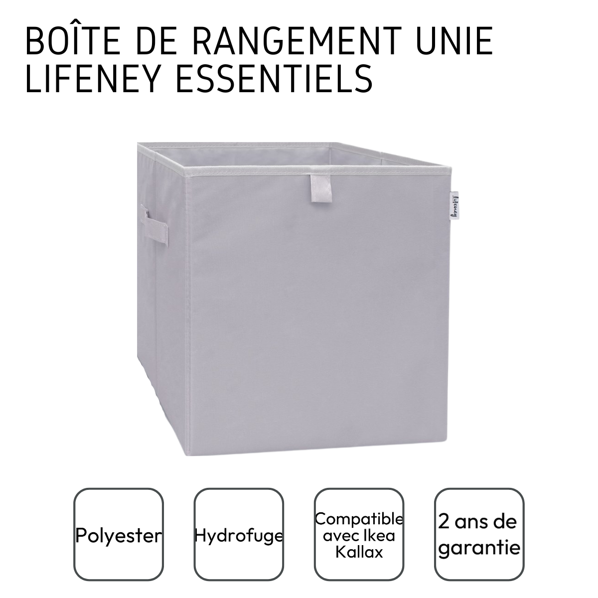 Boîte de rangement coloris gris clair, compatible avec l