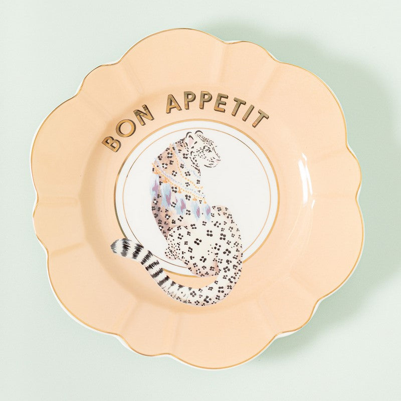 Assiette plate fleur 23cm Guépard BON APPETIT - Animal Magic Yvonne Ellen - Mathon - 1