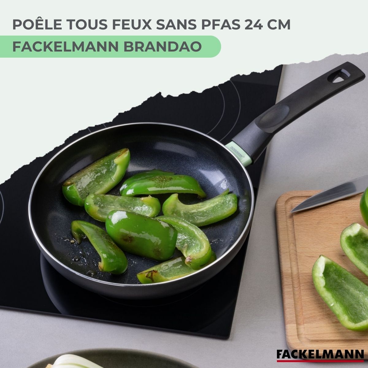 Poêle 24 cm aluminium revêtement céramique antiadhésif sans PFAS  Brandao Fackelmann - Mathon - 2