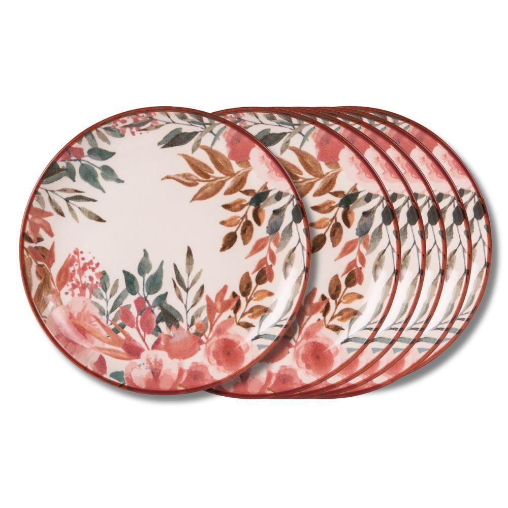 Assiette à dessert Pink Flor 21 cm (lot de 6) Table passion - Mathon - 1