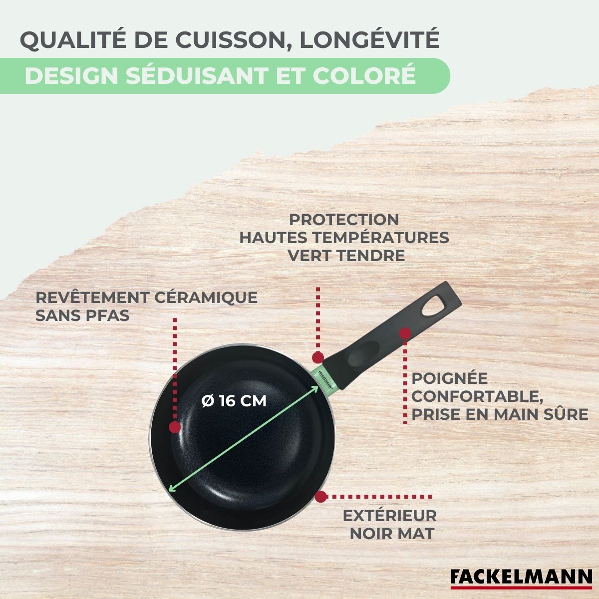 Casserole 16 cm aluminium revêtement céramique antiadhésif sans PFAS  Brandao Fackelmann - Mathon - 6