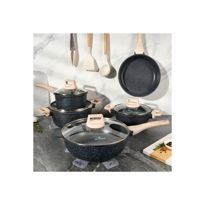 Batterie de cuisine 14 pièces Antiadhésif en Granit noir - Tous feux dont induction Just perfecto JL-778 Just Perfecto - Mathon - 3