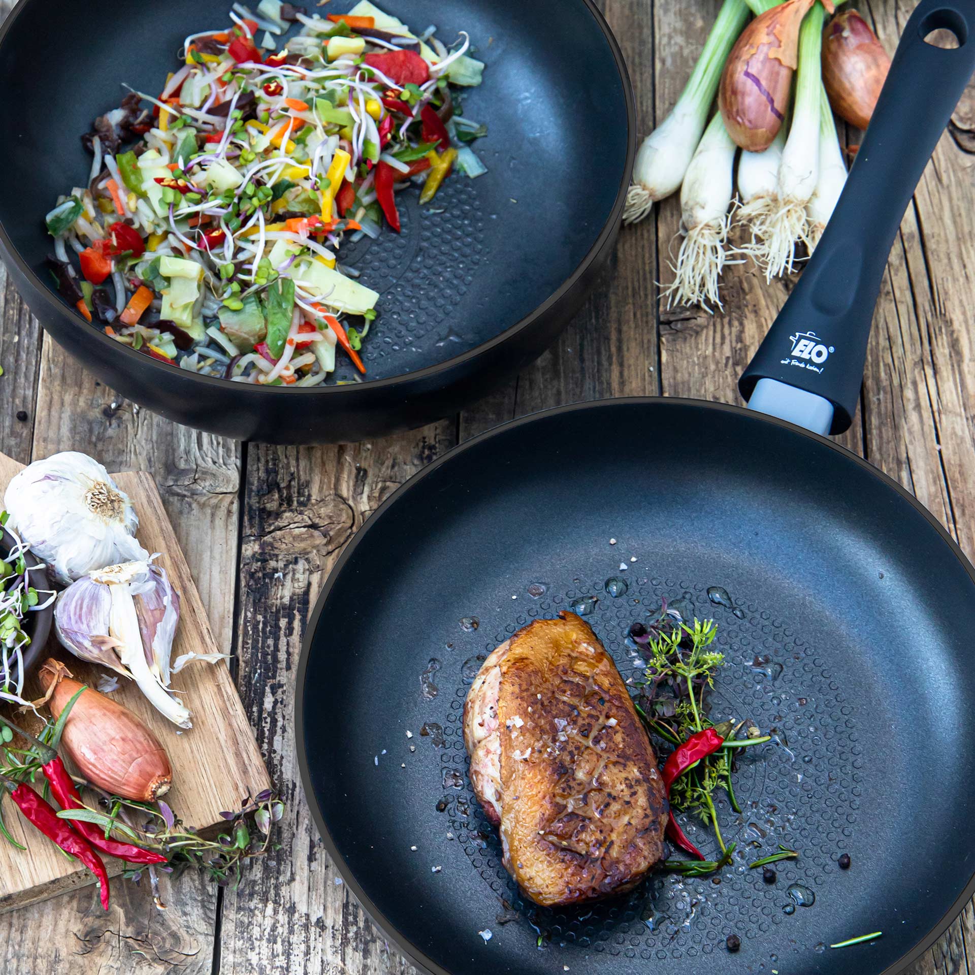 Lot de 2 poêles à frire de 24 cm et 28 cm  Smart Life Elo - Mathon - 2