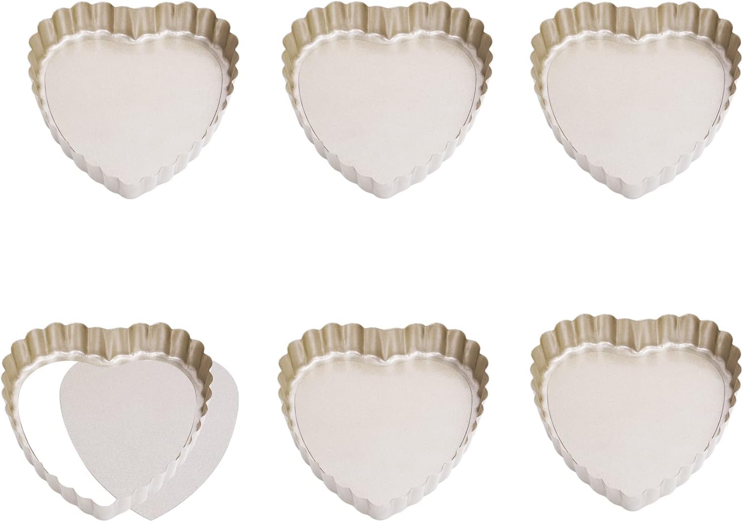 Lot de 6 mini moules à gâteau anti-adhésifs en forme de cœur avec fond amovible Vendos85 - Mathon