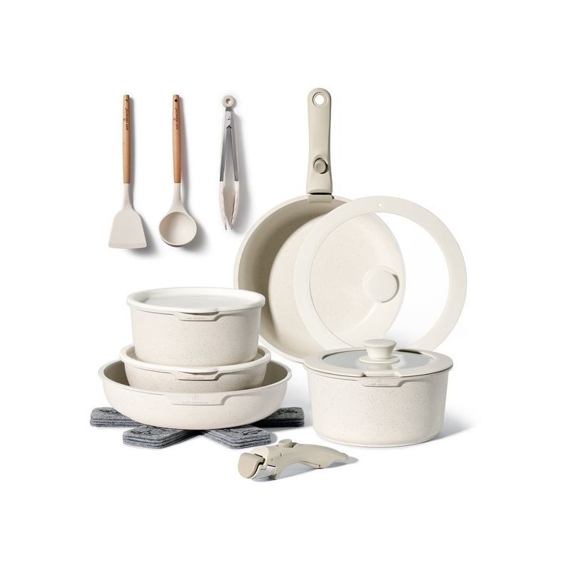 Batterie de cuisine 18 pièces avec poignées amovibles en Granit beige - Tous feux dont induction Just perfecto JL-996 Just Perfecto - Mathon - 1