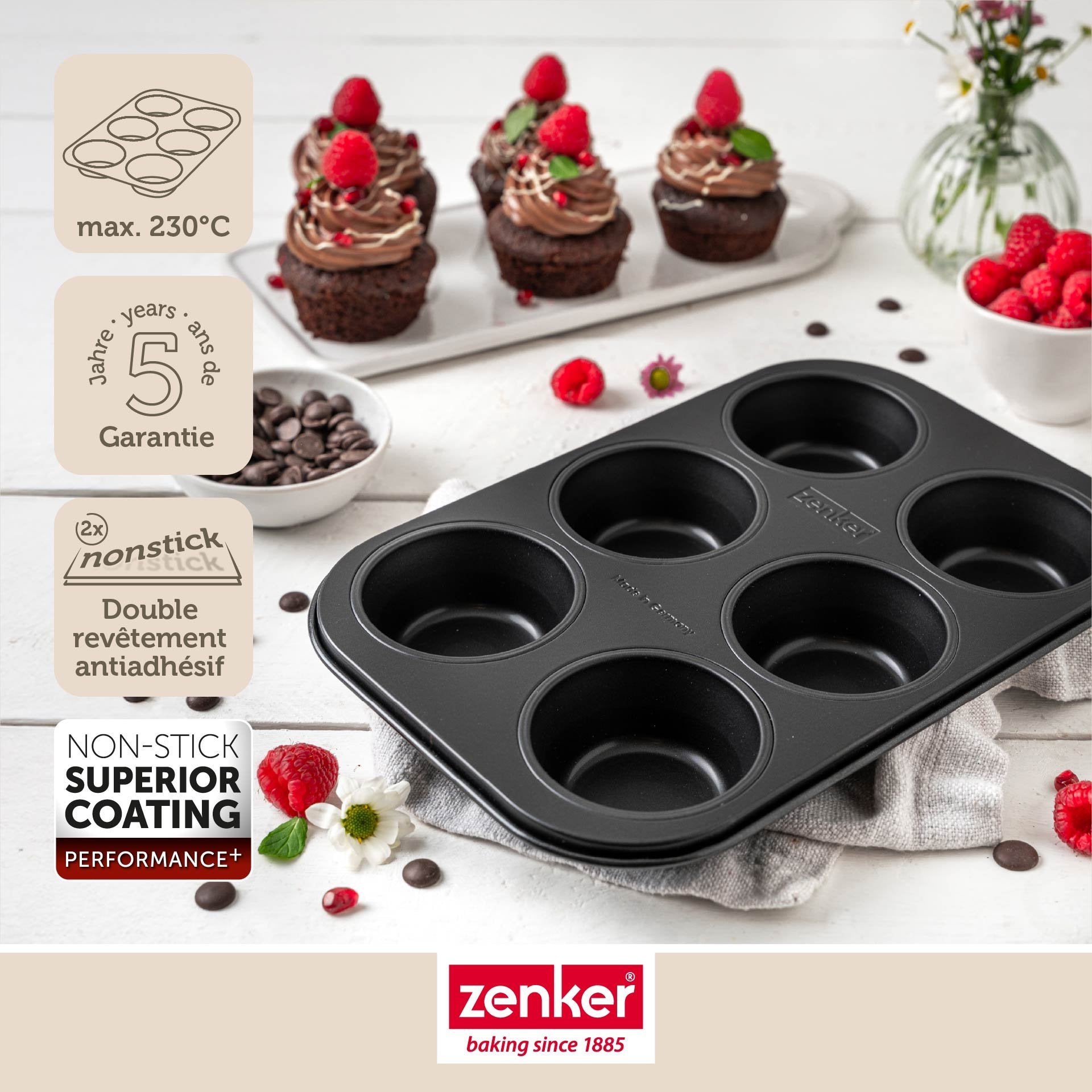 Moule à muffins 6 empreintes 28 x 19 cm Zenker Perfect Black + Zenker - Mathon - 7