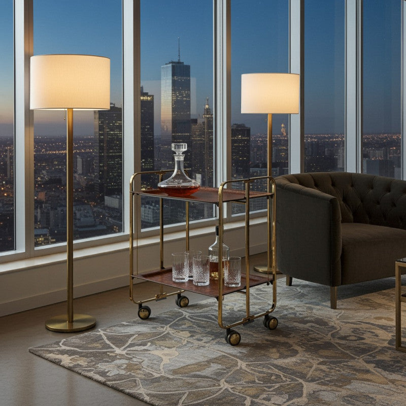 Desserte pliante 2 niveaux avec roulettes – structure recouverte d