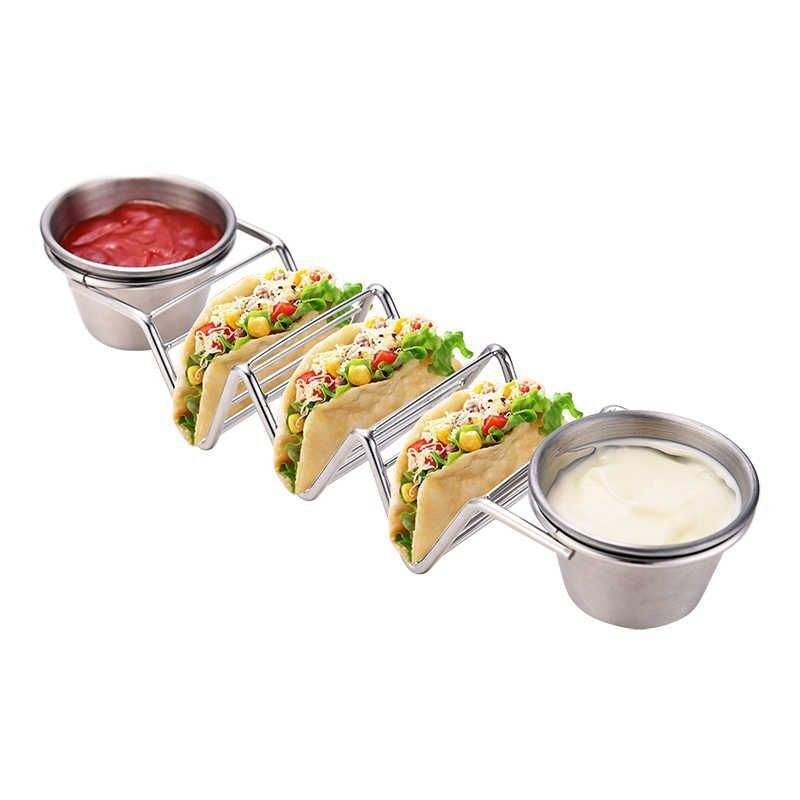 Support à tacos en acier inoxydable avec 2 tasses Herzberg HG04043 Herzberg - Mathon - 1