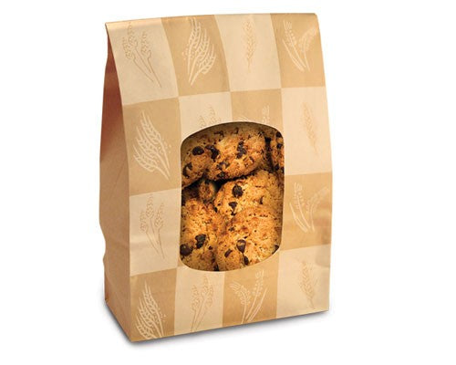 500Pcs - Sac SOS papier brun à fenêtre et attache pliante métallique "Ecokraft"   120x60x240mm FirstPack - Mathon - 1