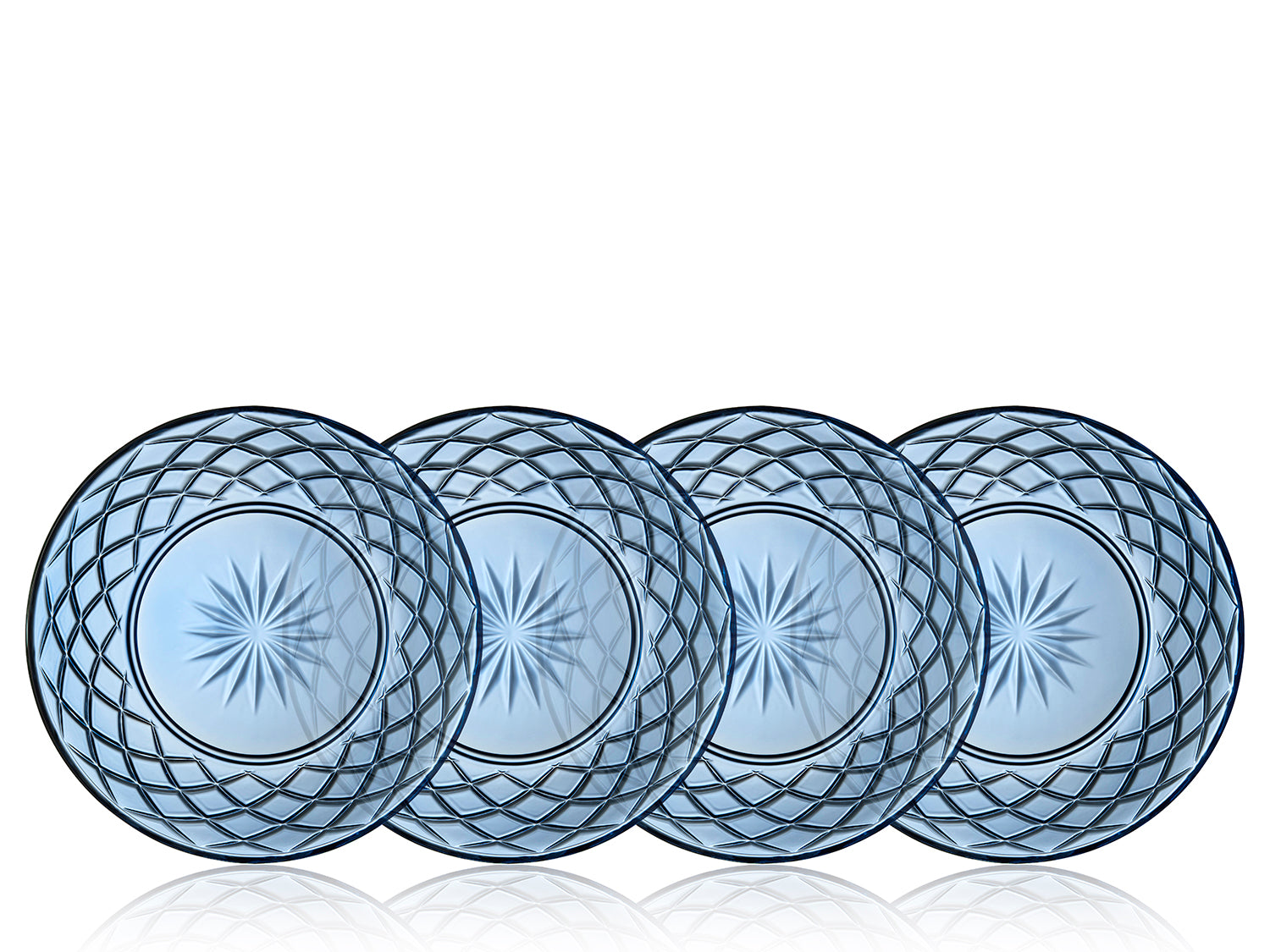 Set de 4 assiette SORRENTO en verre Bleu Lyngby Glas - Mathon - 1