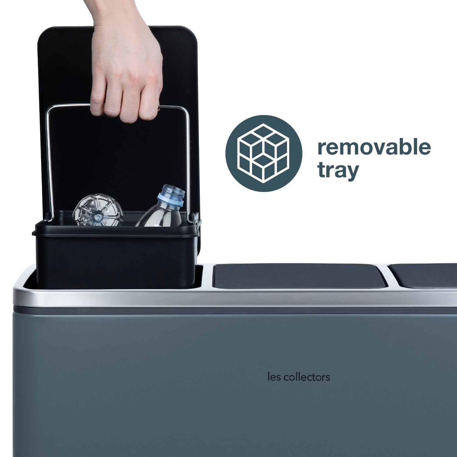 Poubelle de tri à pédale 3 x 18 L, dark grey edition - N°984 Les Collectors - Mathon - 3