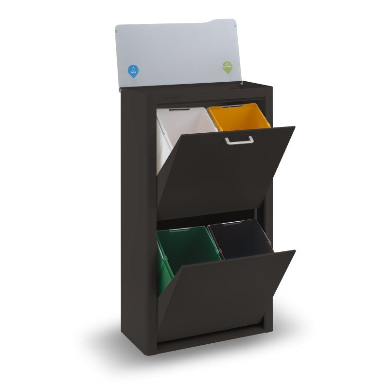 Poubelle cuisine de tri sélectif CUBEK, 4 compartiments de 20 litres, Noir Don Hierro - Mathon - 6