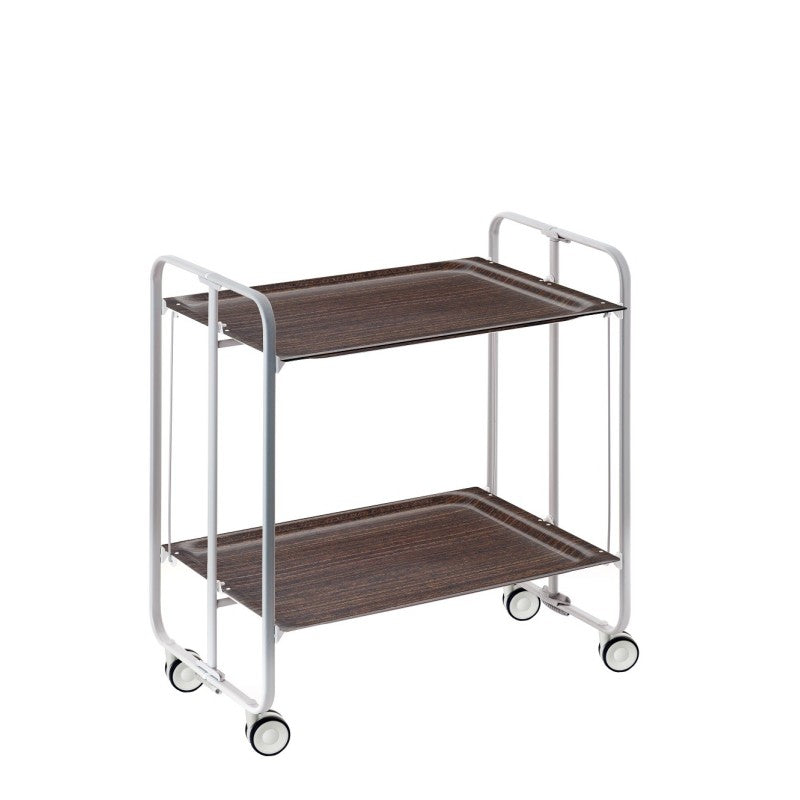 Desserte pliante 2 niveaux avec roulettes – structure gris aluminium, bauhaus Don Hierro - Mathon - 1