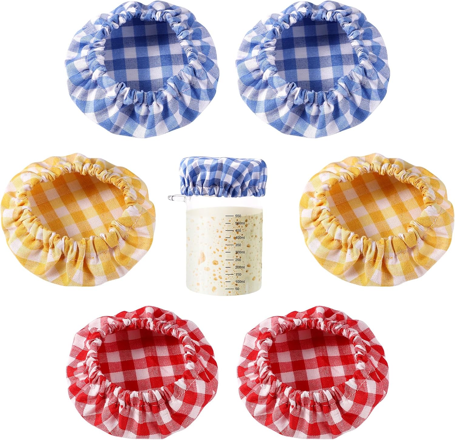 Lot 6 couvercles en tissu pour bocaux à levain Vendos85 - Mathon