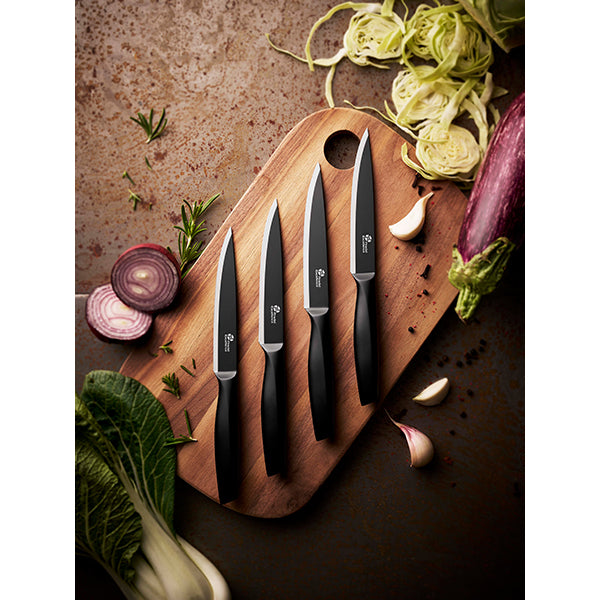 Set 4 couteaux à steak lame noire Essentiels Pradel Excellence - Mathon