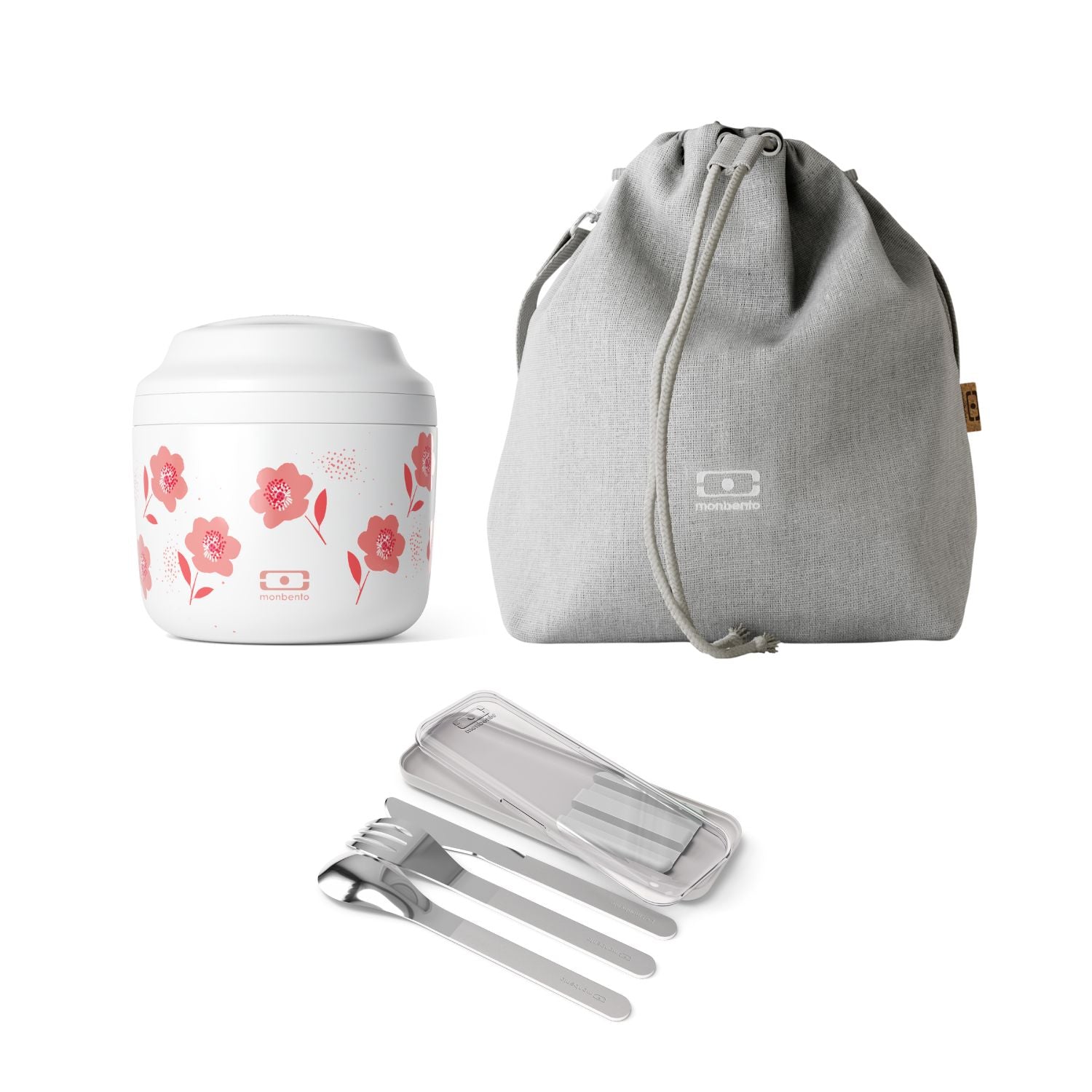 Set lunch box isotherme 550ml Poppy + sac isotherme + couverts Monbento - Mathon - 1