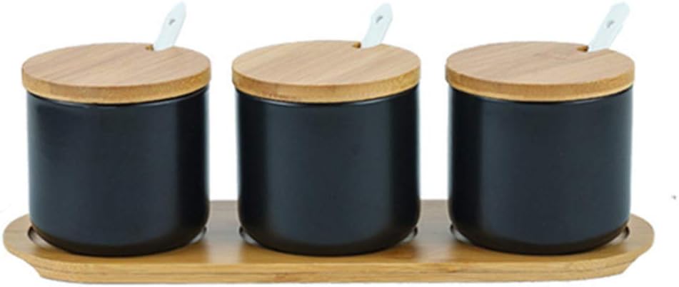 Ensemble 3 pots à épices en céramique 260 ml noir Vendos85 - Mathon