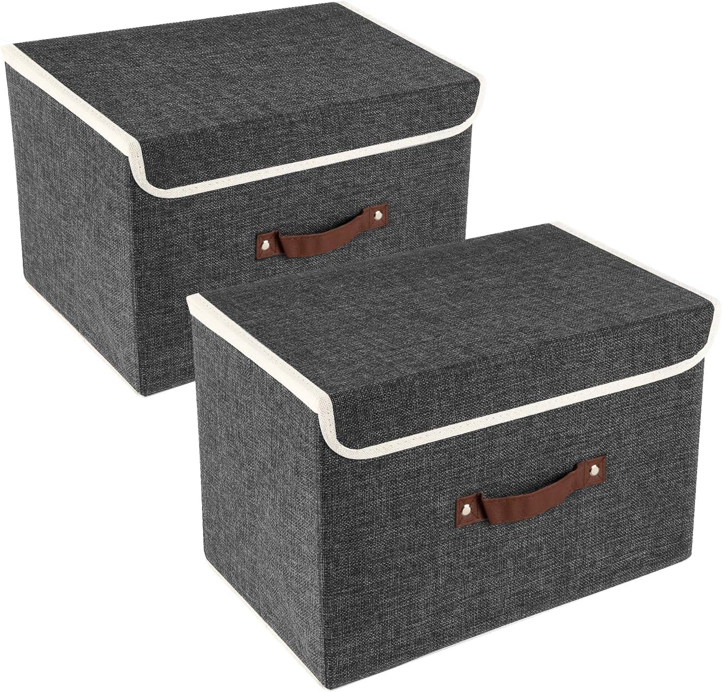 Set de 2 boîtes de rangement pliables noires Vendos85 - Mathon