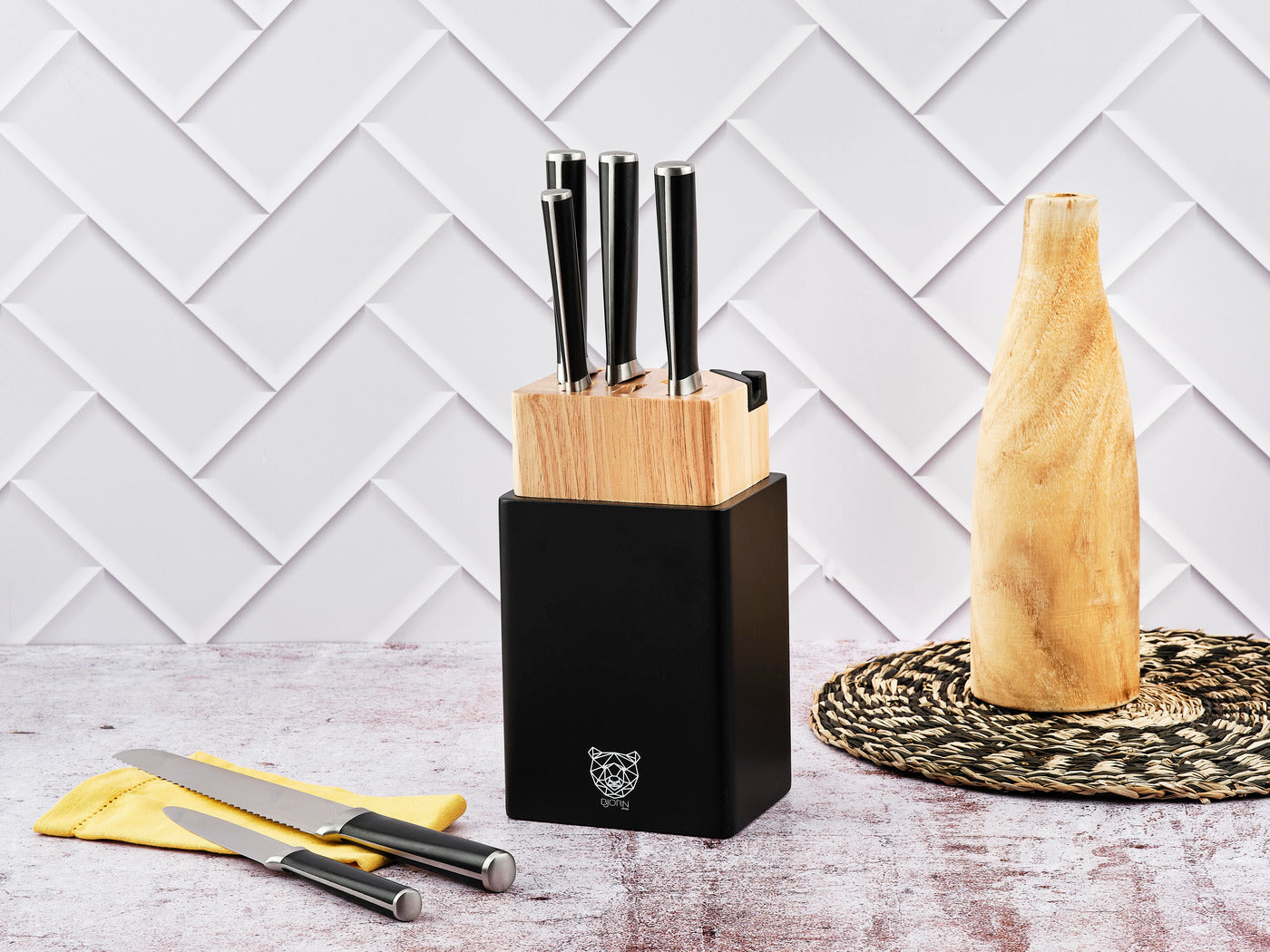 Lot de 8 couteaux de cuisine en inox noir D Björn - Mathon - 2