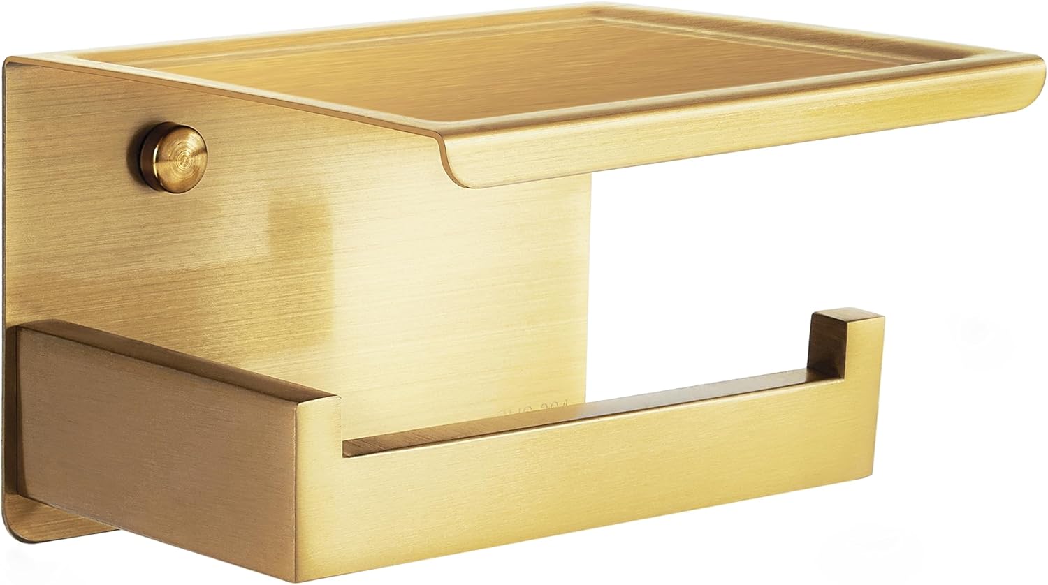 Porte-papier mural en inox Laiton Brossé avec étagère Vendos85 - Mathon