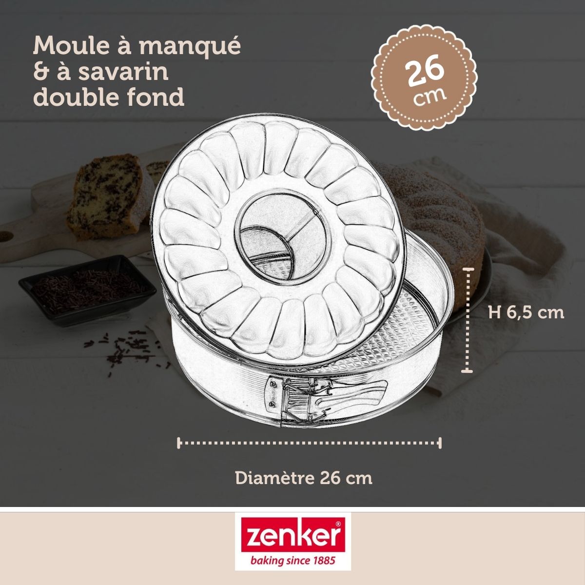 Moule à manqué et à savarin double fond 26 cm Zenker Silver Zenker - Mathon - 3