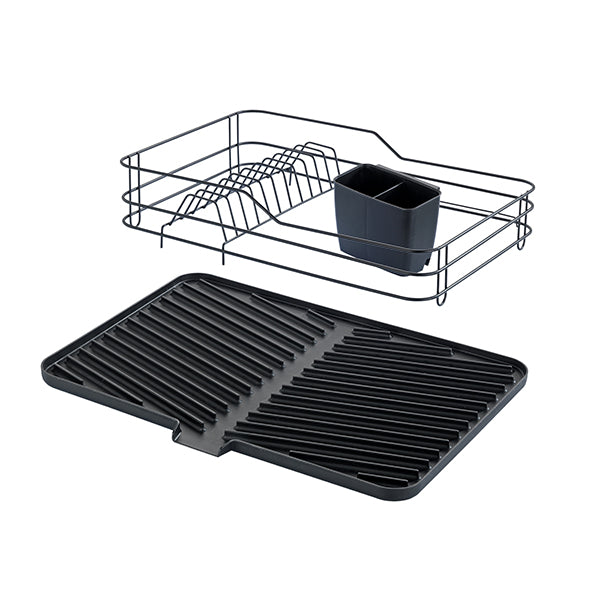 Égouttoir vaisselle noir avec tapis égouttoir Wenko by Maximex - Mathon - 1