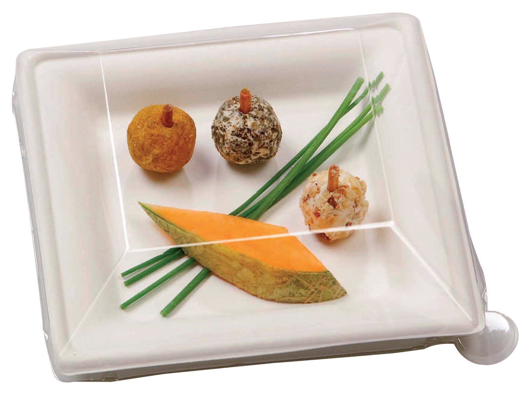 50Pcs - Assiette carrée blanche en pulpe  160x160mm FirstPack - Mathon - 3