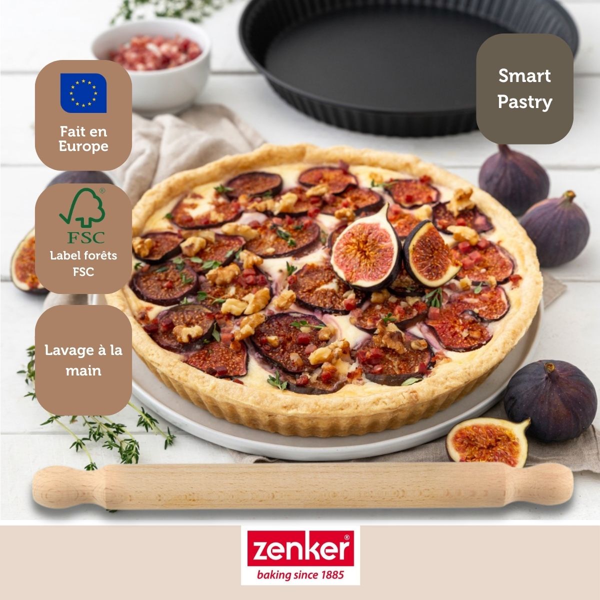 Rouleau à pâtisserie en bois certifié FSC 35 cm Zenker Smart Pastry Zenker - Mathon - 6