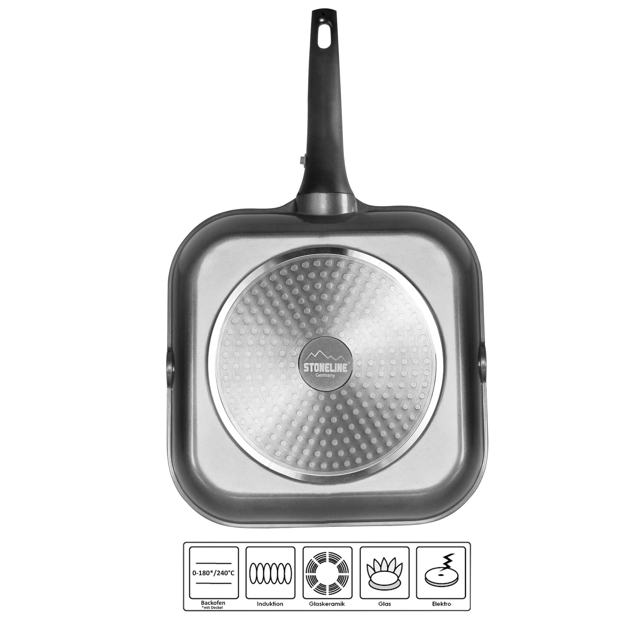 Poêle-grill Imagination PLUS 28 x 28 cm, avec poignée amovible et 2 becs verseurs Stoneline - Mathon - 2