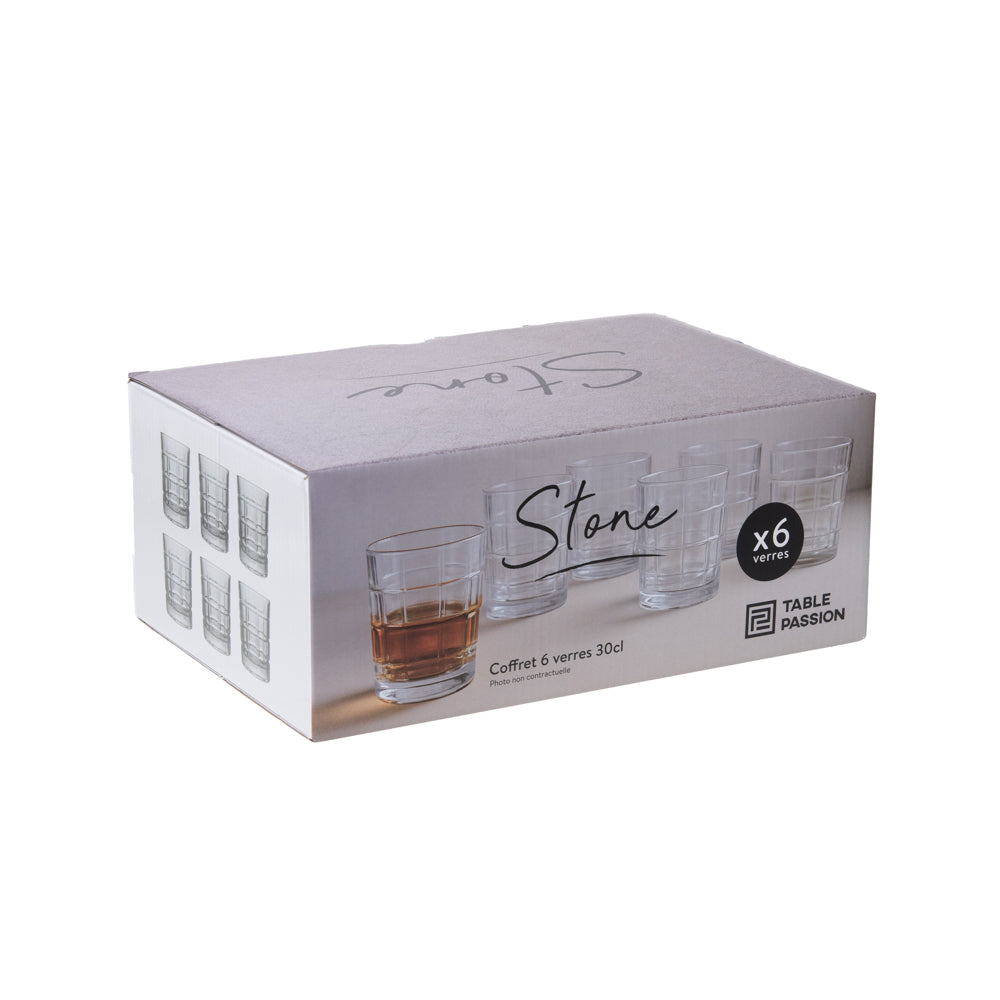 Boite de 6 verres Stone 30 cl Table passion - Mathon - 2