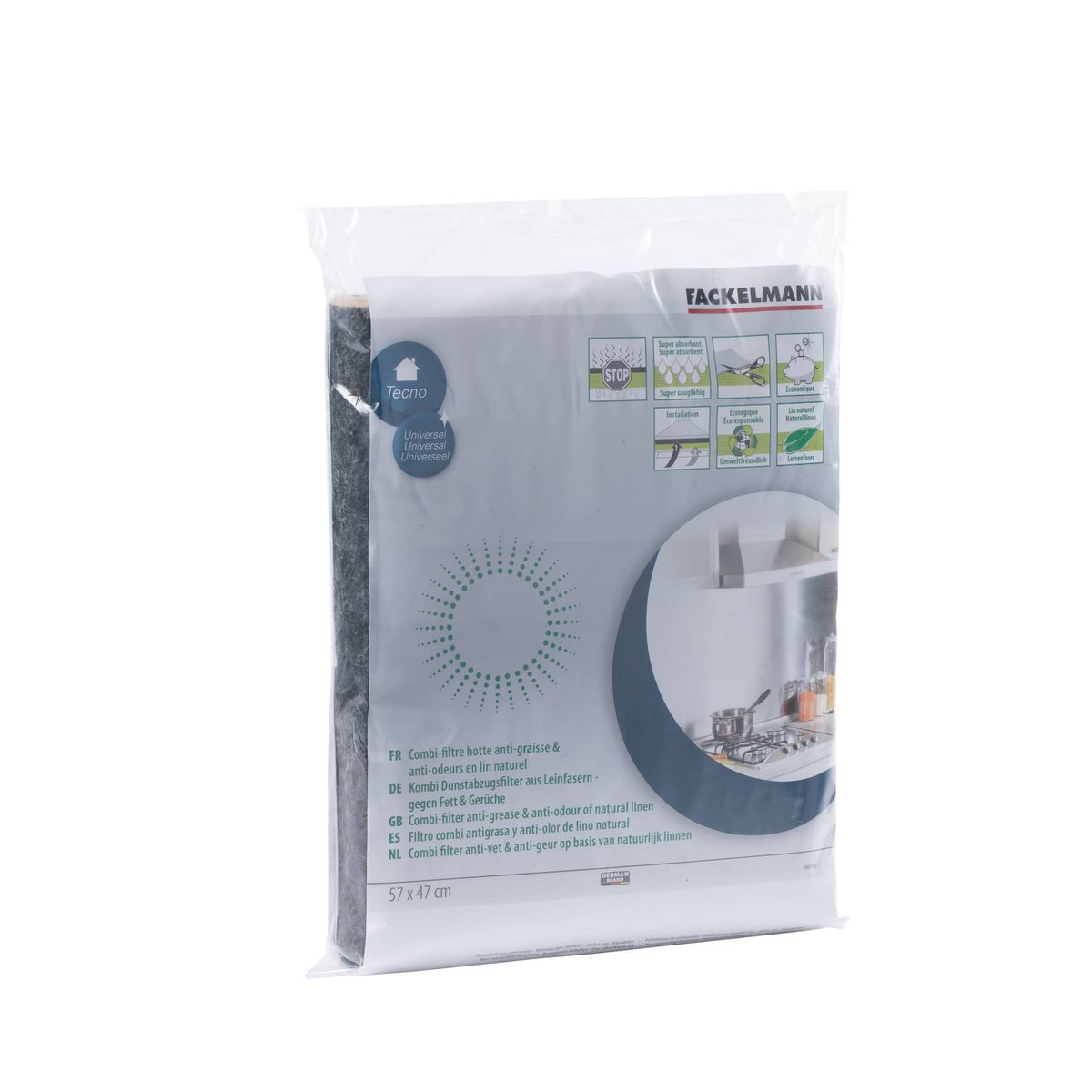Filtre pour hotte fibres naturelles végétales combiné charbon actif 57 x 47 cm  Accessoires pour hotte et friture Fackelmann - Mathon - 3