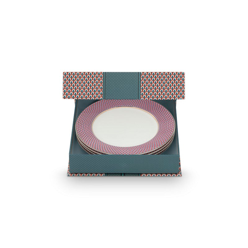 Coffret Cadeau 4 assiettes Flower Festival Bleu clair - 26,5cm Pip Studio - Mathon