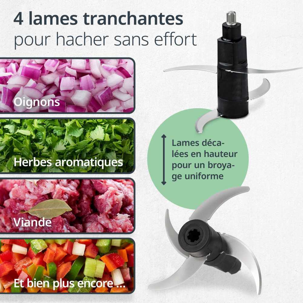 Hachoir Multi électrique - Ade - Kitchen Gadgets - 2 Vitesses - 1,2 L - Noir / Inox ADE - Mathon - 4