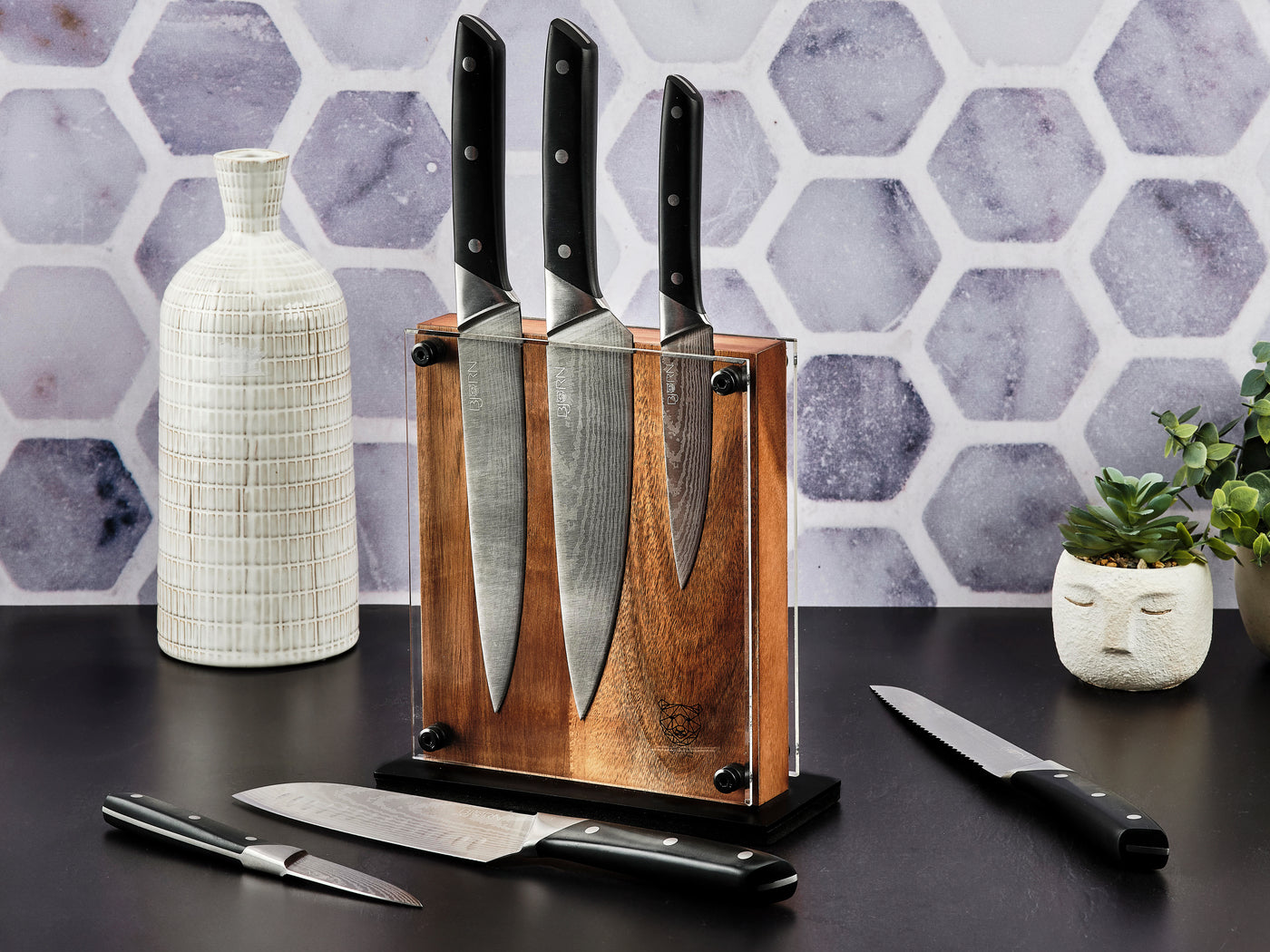 Lot de 7 couteaux de cuisine en inox noir D Björn - Mathon - 2