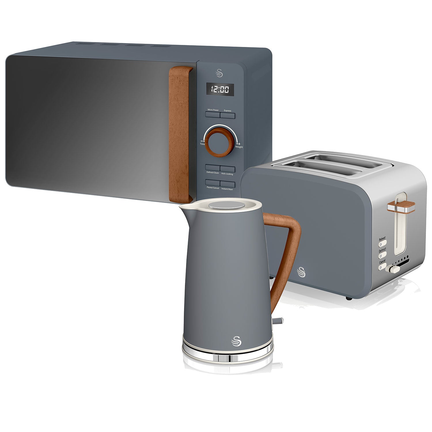 Set petit-déjeuner bouilloire grille-pain micro-ondes 20L Nordic Gris  Gris STRP1060GRYNEU - Mathon - 1