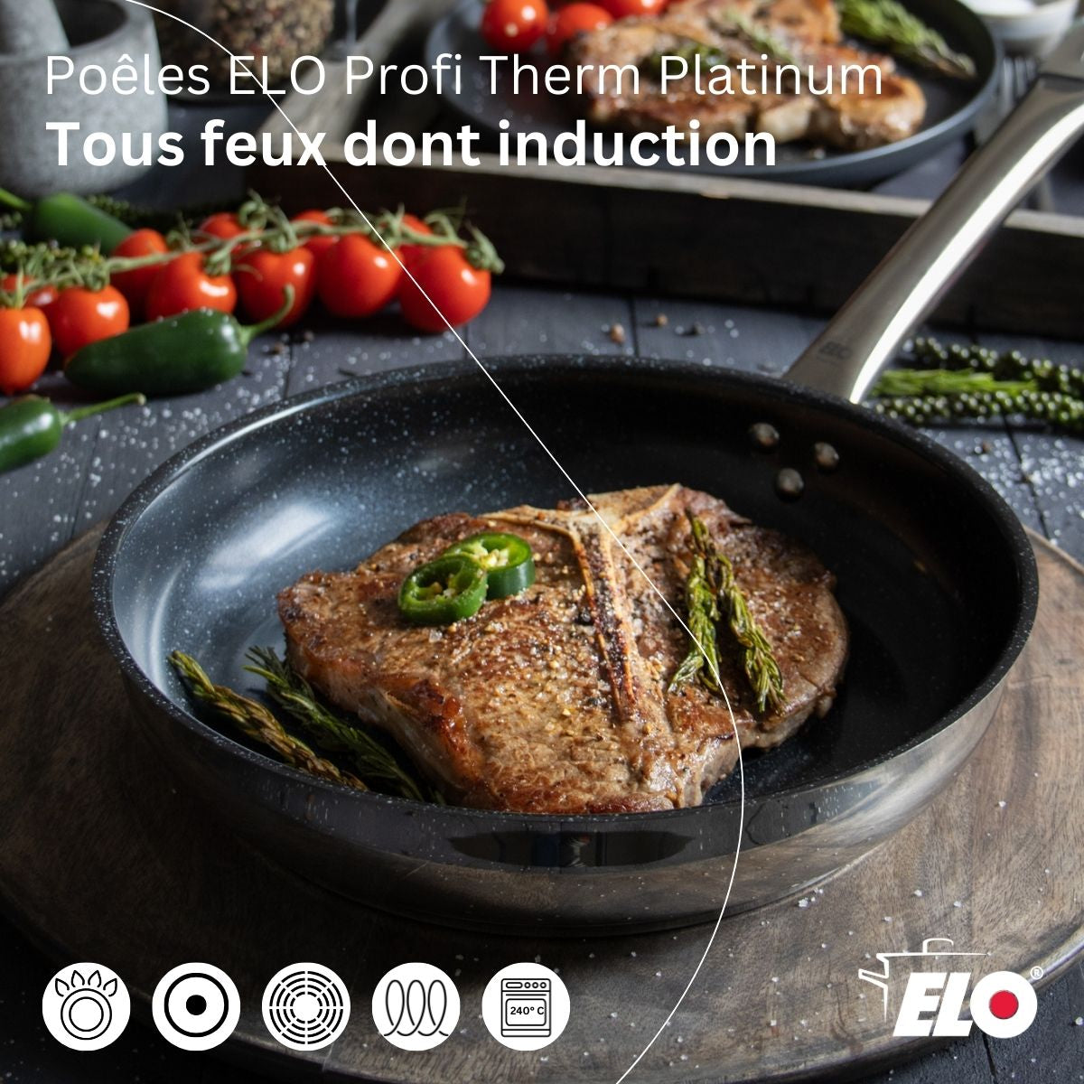 Poêle céramique sans PFAS 24 cm  Profi Therm Platinum Elo - Mathon - 4