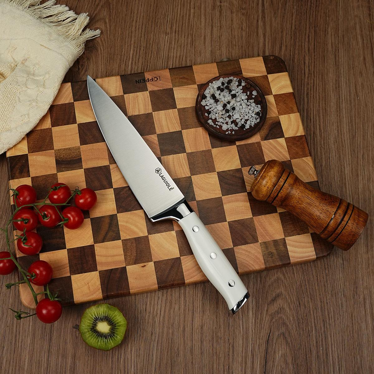 Couteau de chef blanc 34cm - "Elégance" Laguiole Cuisson - Mathon - 3