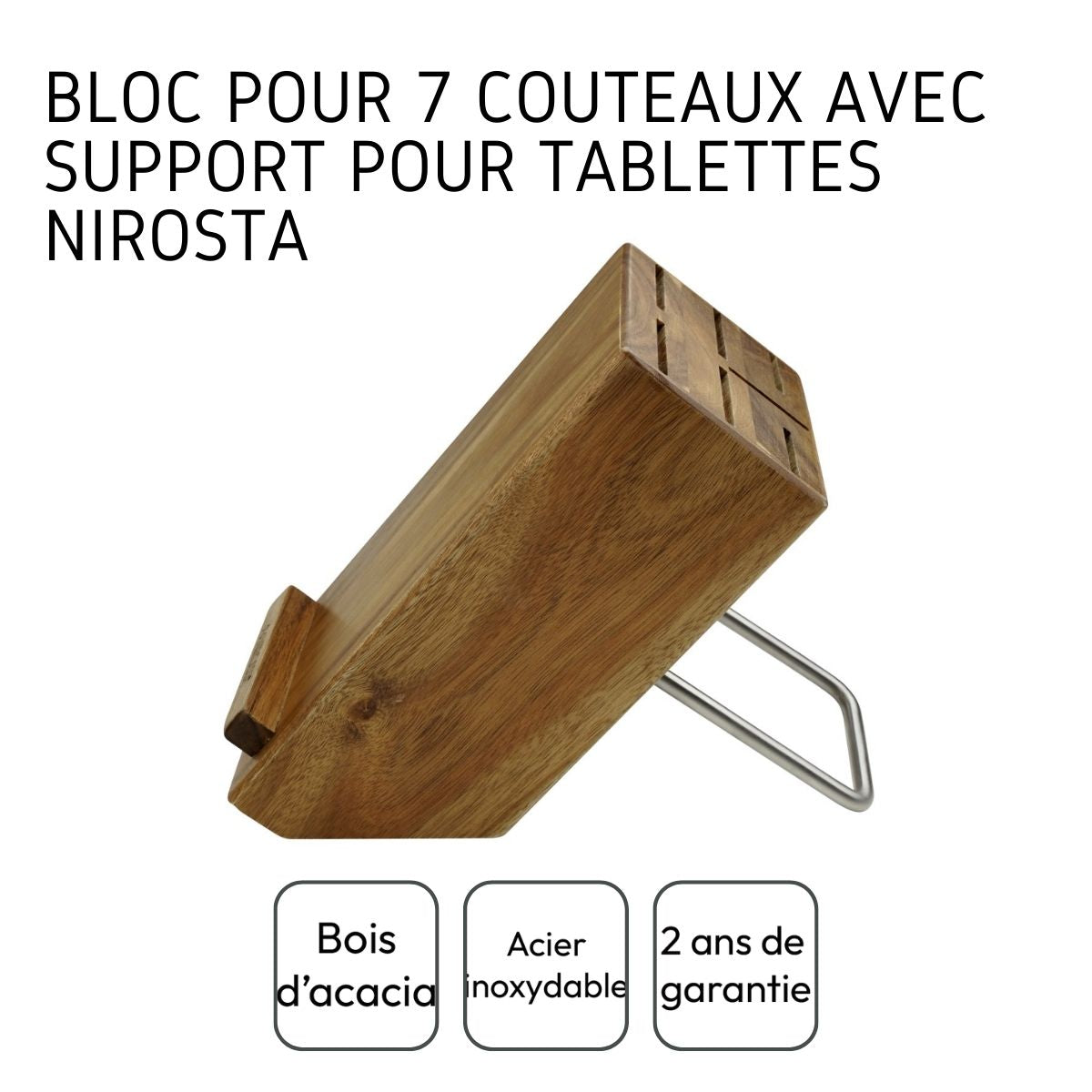 Bloc pour 7 couteaux avec support pour tablettes Nirosta - Mathon - 4