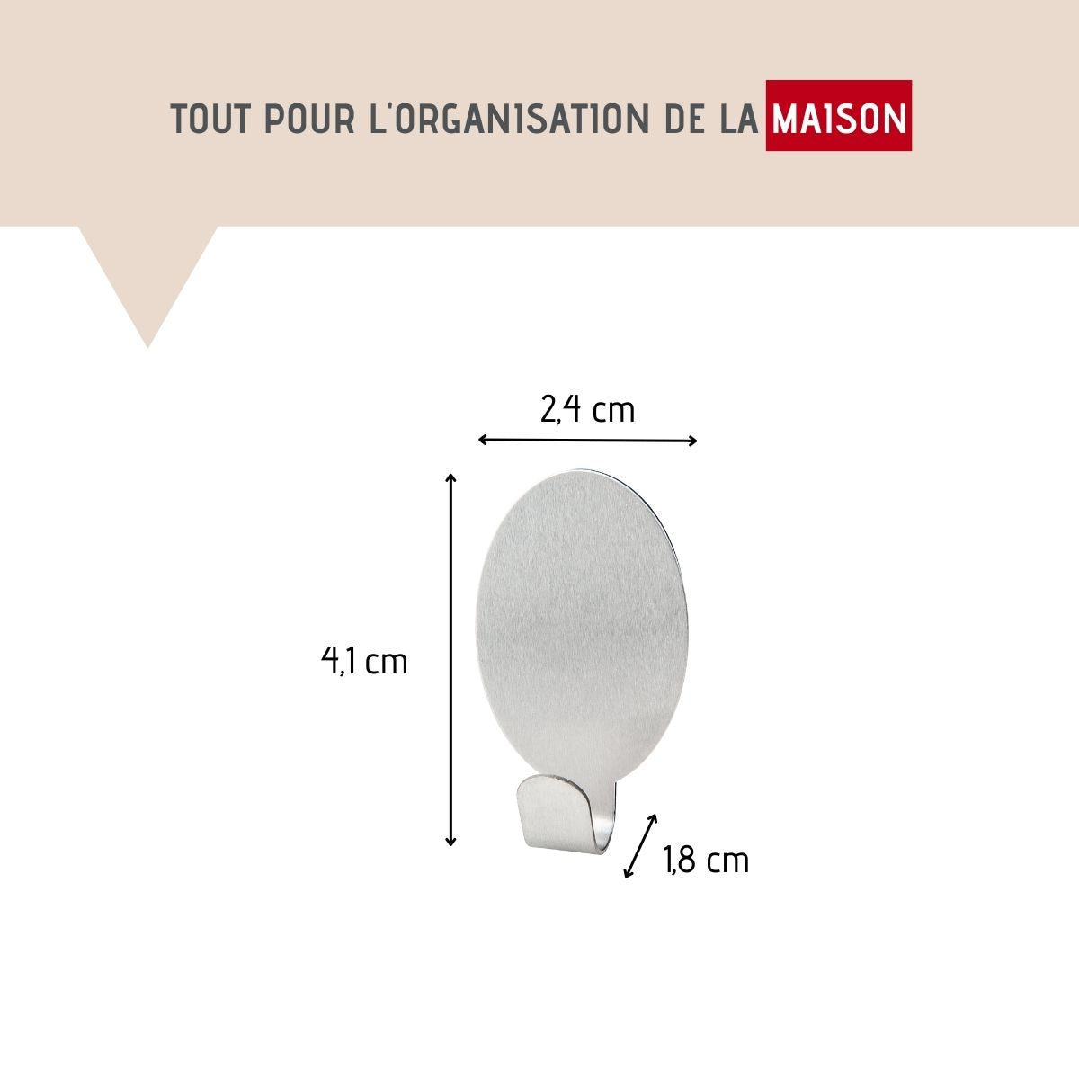 Lot de 3 crochets adhésifs universels ovales  Tecno Fackelmann - Mathon - 3