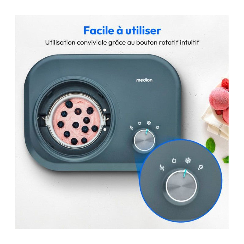 Medion Machine A Glace Avec Compresseur (convient Pour La Préparation De Cremes Glacées, Yaourts Glacés & Sorbets, 1 Litre, 1 Medion - Mathon - 4