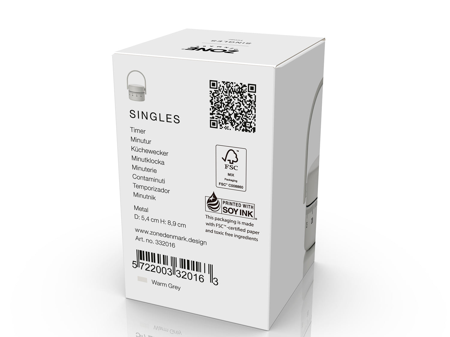 Minuteur SINGLES en acier thermolaqué Gris chaud Zone Denmark - Mathon - 3