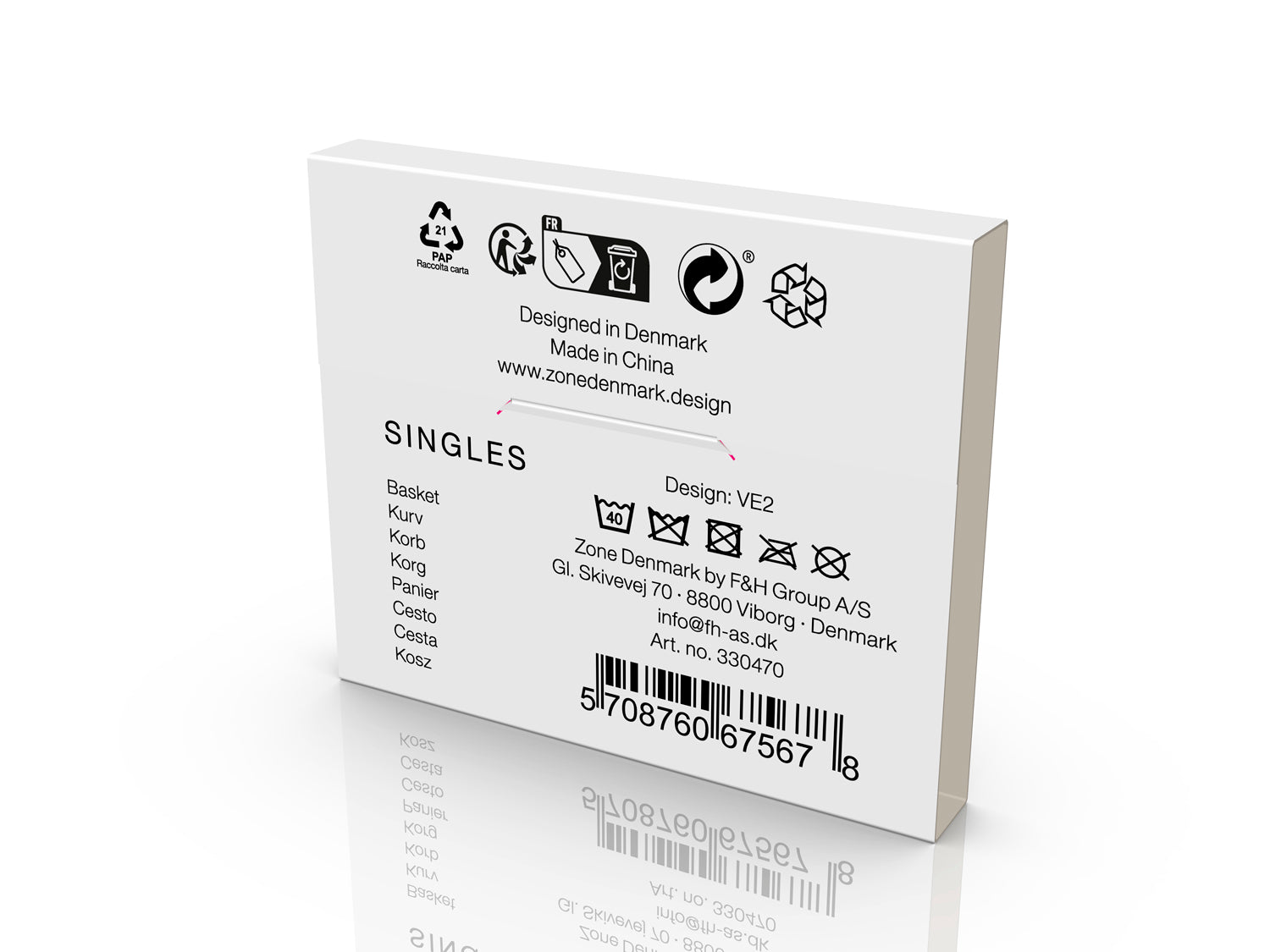 Corbeille à pain SINGLES 25,5cm en acier et coton Gris chaud Zone Denmark - Mathon - 3